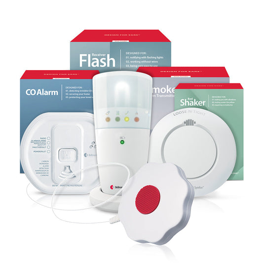Smoke/Fire and CO Alarm System with Flash Receiver and Bed Shaker