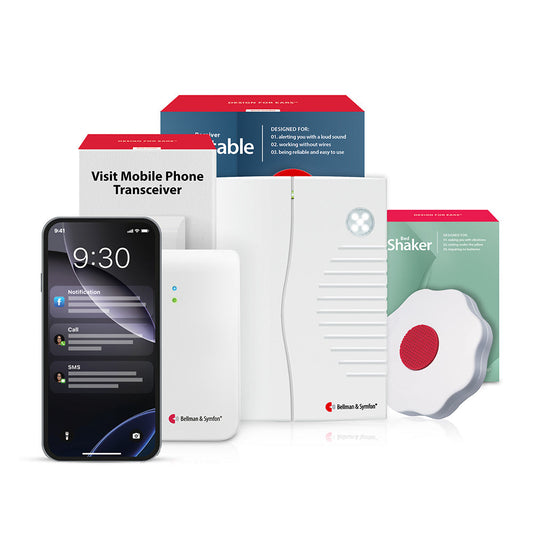 Phone System with Mobile Transceiver, Portable Receiver, and Bed Shaker