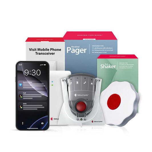 Phone System with Mobile Transceiver, Pager Receiver, Charger, and Bed Shaker