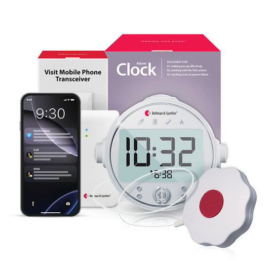 Phone System with Mobile Transceiver, Alarm Clock Receiver, and Bed Shaker