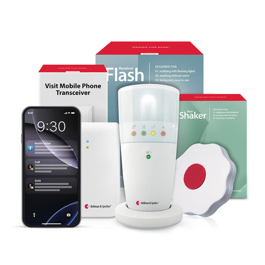 Phone System with Mobile Transceiver, Flash Receiver, and Bed Shaker