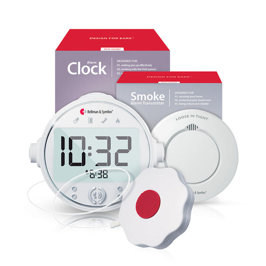 Smoke/Fire Alarm System with Alarm Clock Receiver and Bed Shaker