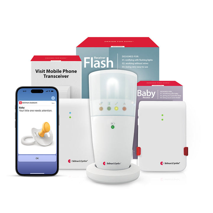 Baby Monitor System with Mobile Transceiver and Flash Receiver